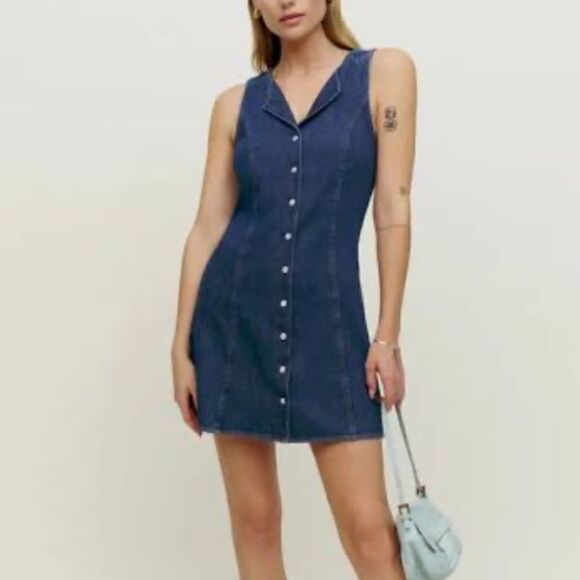 Reformation Jaime Denim dress‎ - Size 12 - Picture 1 of 7